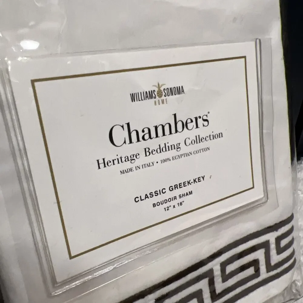 Williams Sonoma Chambers Heritage Bedding Classic Greek-Key Boudoir Sham 12x16”